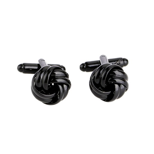 2 piezas Gemelos Nudo para Hombre Camisa Gemelos Tono Único Negocios Boda (Negro)