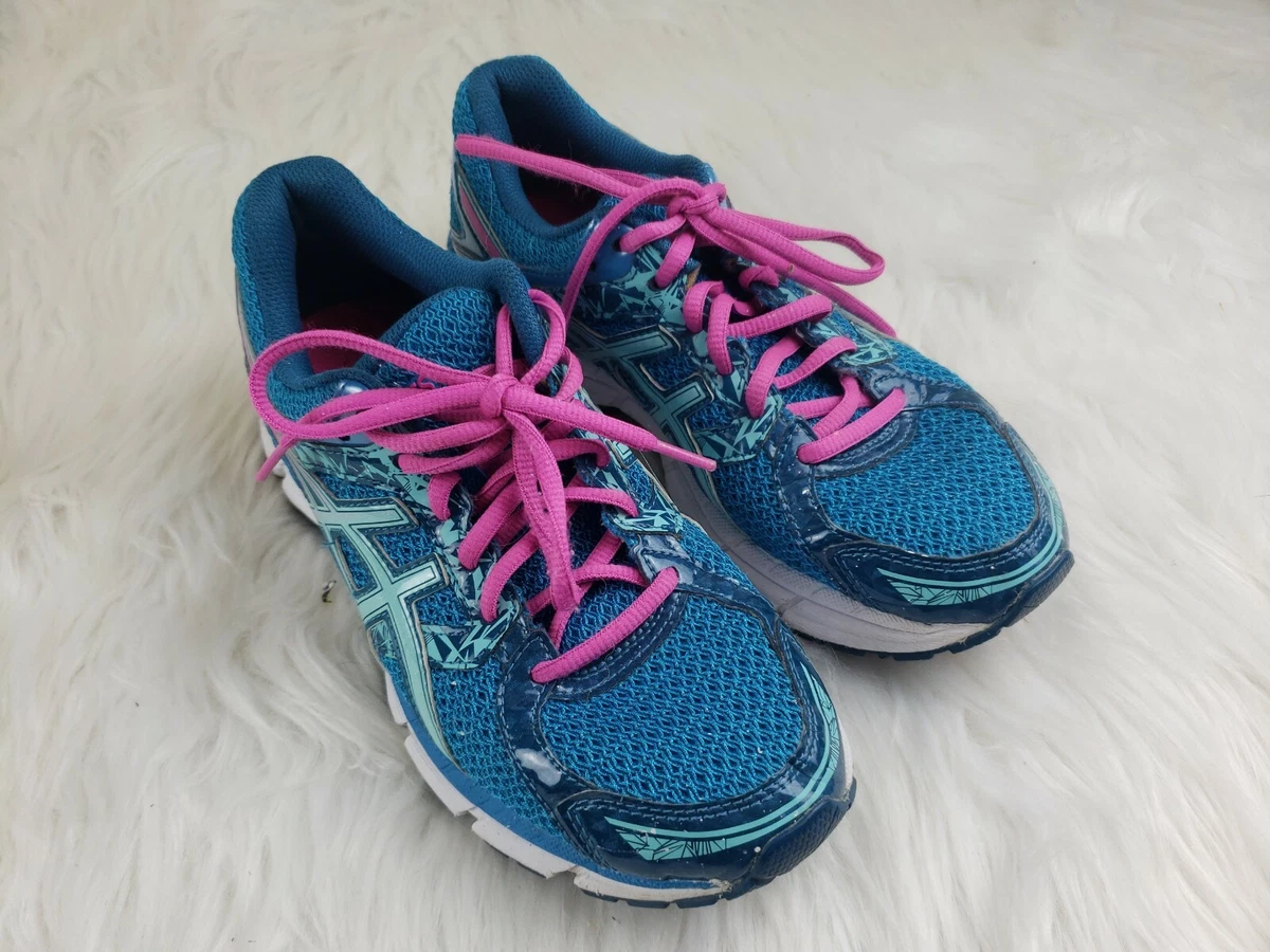 Asics Womens Gel Excite 3 T5B9N Round Toe Lace Up Blue Running Shoes Size 7.5