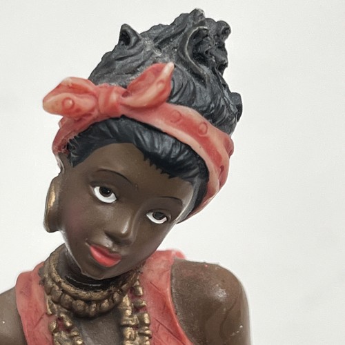 Afroamerikanische Frau im rosa Kleid schwarze Figur 7" sexy posierte goldene Akzente - Bild 6 von 12