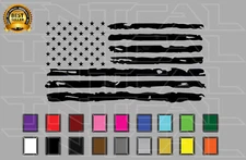 American Flag Decal Tattered Distressed Vinyl Sticker - Car Truck Window Wall