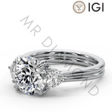 IGI 4.00 CT F VS2 Round Cut Lab Grown Diamond Engagement Ring Platinum 900