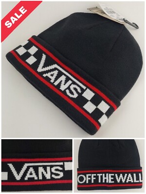 VANS STACKTON STRIPE OFF THE WALL BEANIE MÜTZE SCHWARZ/WEISS ROT VANS KARO/LOGO 