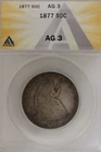 1877 .50   ANACS   AG 3  1800's Half Dollar, Liberty Seated Half