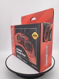 Retro-Bit Official Sega Genesis 6-Button Arcade Pad Crimson Red