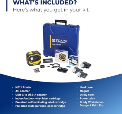 Brady M511-KIT -Brady M511 Label Printer, Portable, Bluetooth w Accessories Kit