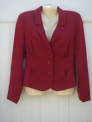 CACHE 10 RICH RED BLAZER JACKET GATHERED WAISTLINE FULLY LINED NEW WITH TAGS