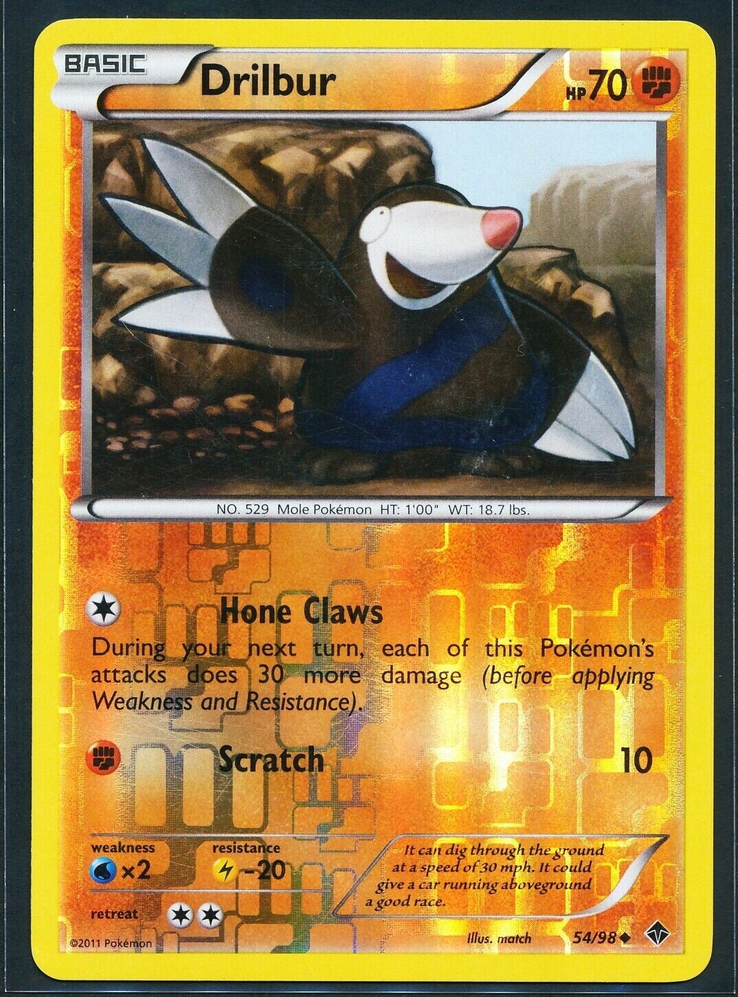 Pokemon - Drilbur - 54/98 - Emerging Powers - Reverse Holo - NM/M