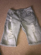 Men’s Jean Shorts Grey W28 Slim Fit