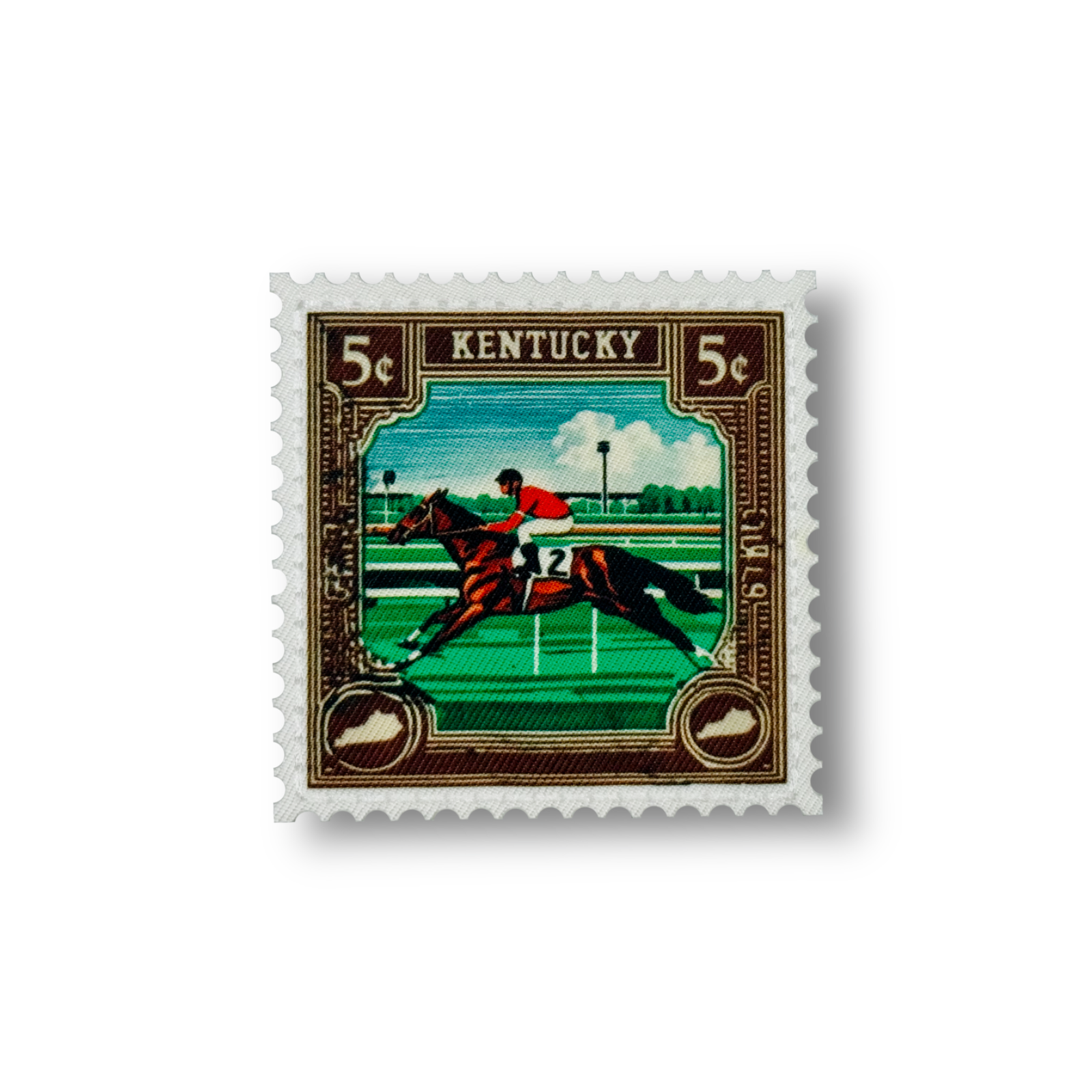 Vintage Kentucky State Postage Stamp Embroidered Iron-On Patch