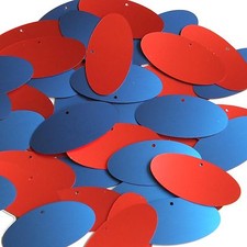 Ellipse Oval Sequin 1.5" Red Blue Matte Silk Frost Reversible Made in USA