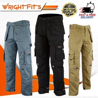 WRIGHT WEARS Wrightfits Work Trousers Mens Heavy Duty Trouser Multi Pocket & Knee Pad Pockets