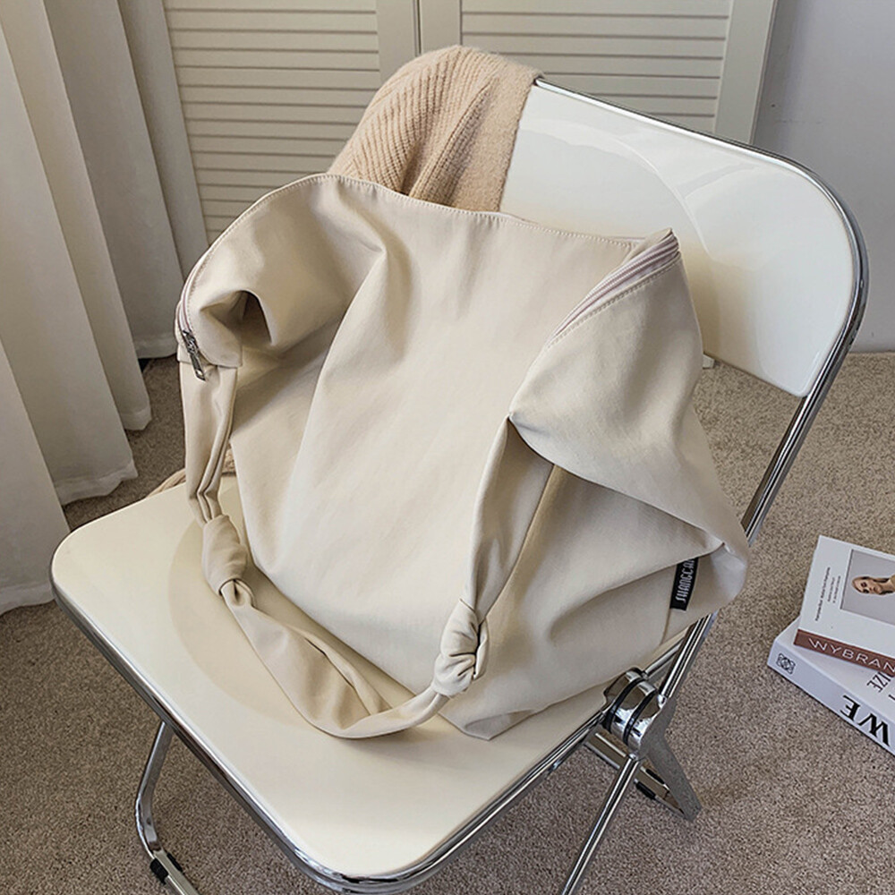 Large Capacity Nylon Canvas Crossbody Tote Shoulder Bag Solid Color