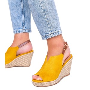 mustard wedge heels