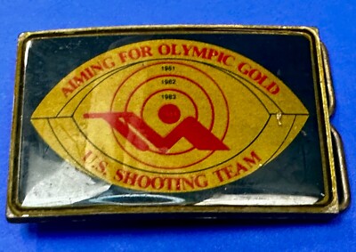 US Shooting Team Los Angeles 1984 Aiming for Olympic Gold Vintage Belt Buckle 