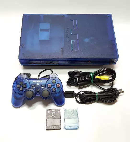 Sony PlayStation 2 PS2 Ocean Blue Game Console Full Set Japanese Version F/S