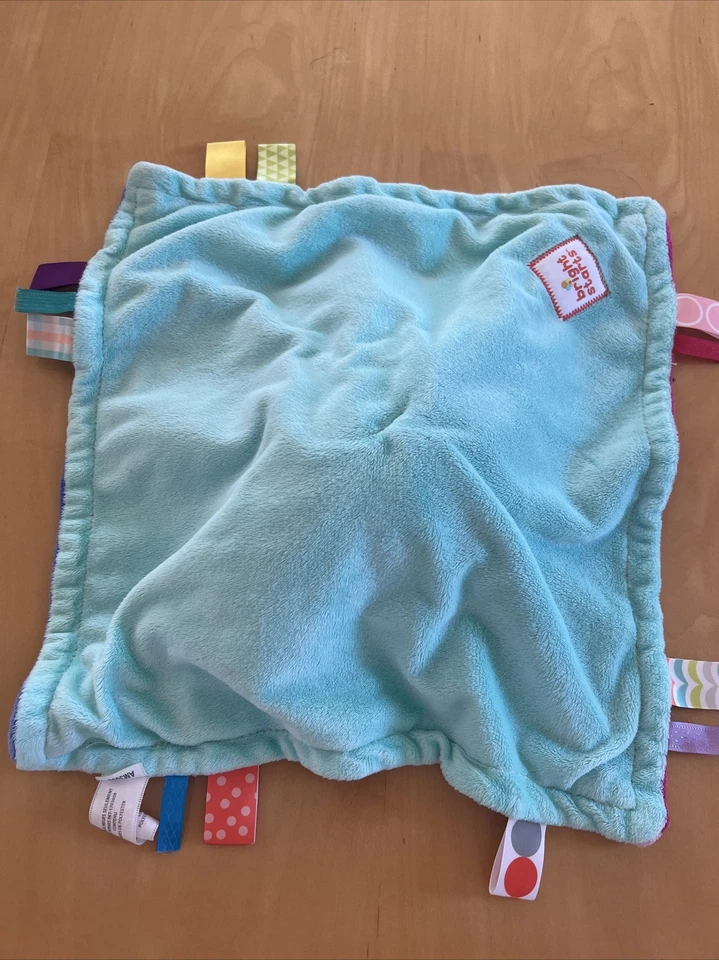 Cobertor de segurança infantil Bright Start Taggies elefante amoroso bebê pelúcia rosa azul - Imagem 3 de 3