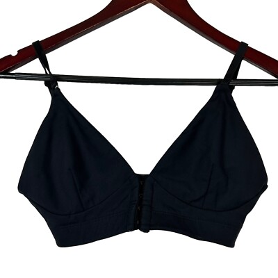 G. Goop Size XS Black Sports Bra / Bralette front hook and eye closure unpadded