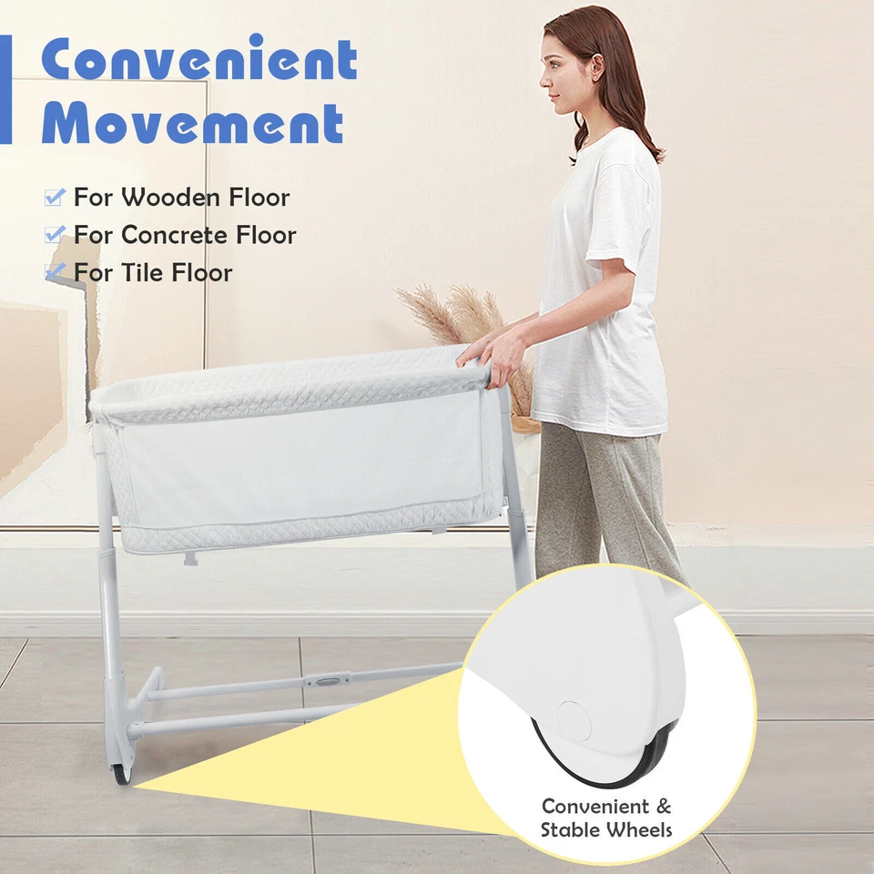 2-In-1 Baby Bedside Crib Bassinet & Sofa Height Adjustable Infant Sleeping Bed - Image 3 of 4