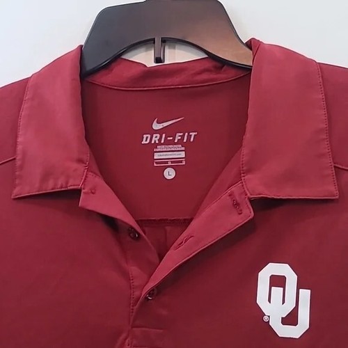 NIKE DRI-FIT Men's Oklahoma Sooners Maroon Polo Shirt Short Sleeve Golf - Size L - Picture 2 of 10