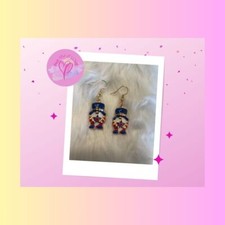Patriotic Gnome Wire Earrings; red white  blue