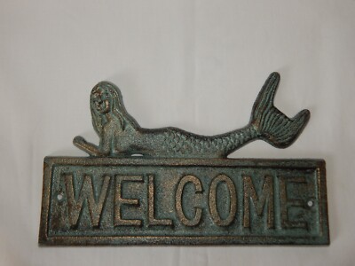 Welcome Wall Plaque MERMAID Ornamental Cast Iron Finish Sign