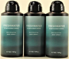 QTY 3 - Bath & Body Works FRESHWATER Deodorizing Body Spray for Men 3.7OZ