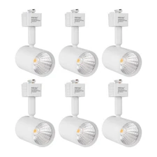 6 Pack LED Track Lighting Heads Compatible with Single Circuit J Type 4000K W