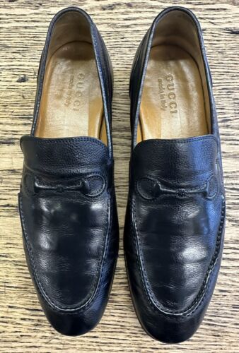 760 $ Herren schwarzes Leder Gucci geprägtes Pferd Bit Halbschuhe Gr. 8,5 US/7,5 G - Bild 2 von 13