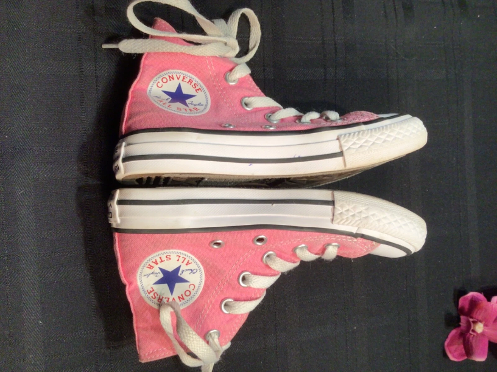 Scarpe sneakers alte bambina Converse giovani taglia 10 5 ROSA 3J234 tela stringate