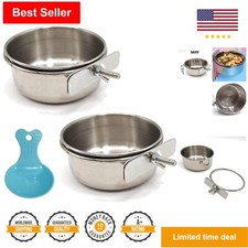 Durable Stainless Steel Bird Feeding Dish Cups - Parrot Food Bowl Clamp Holder