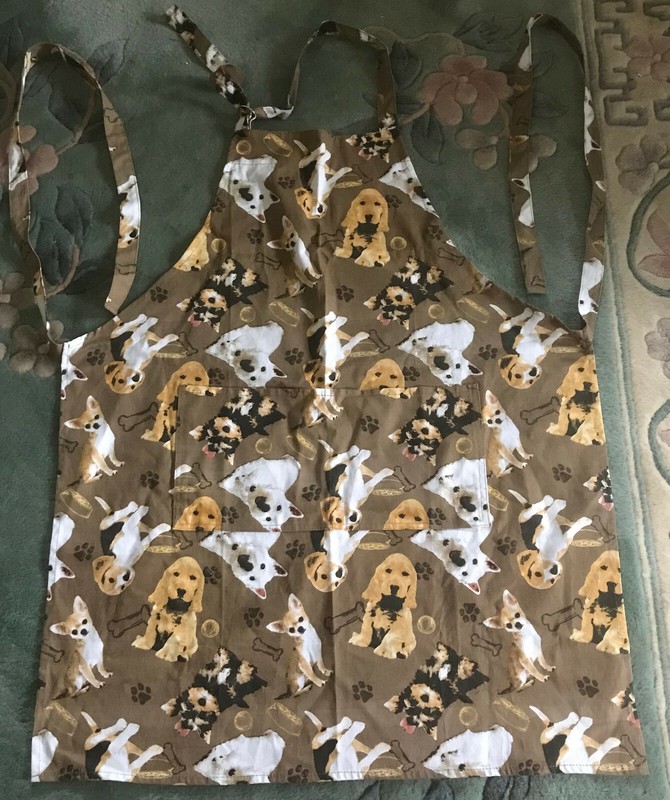 Pets At Home Two Pocket Apron with Dogs, Puppies, Paw Prints & Bones! Adorable!