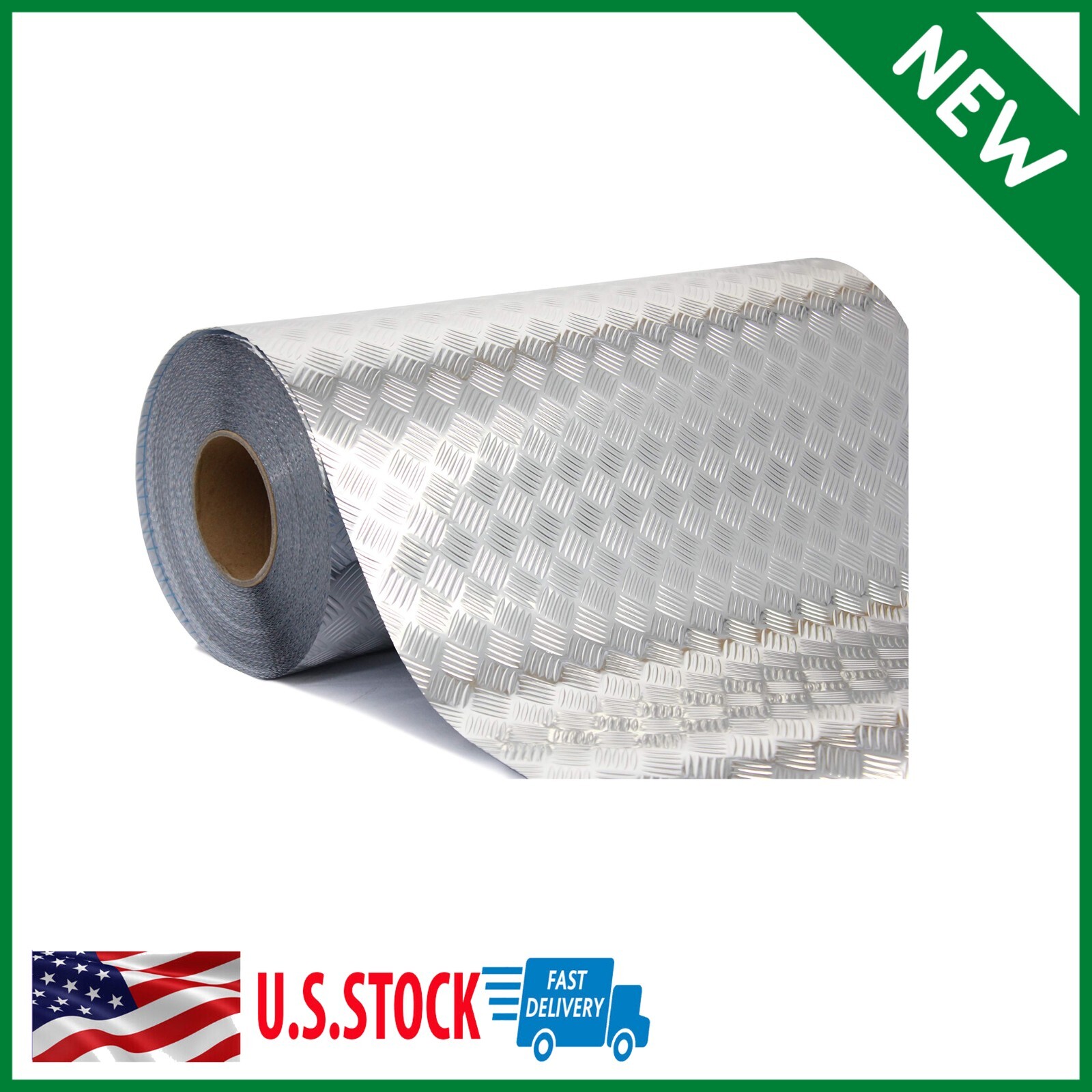 Industrial Diamond Plate Chrome Vinyl Wrap 17.8in x 10ft