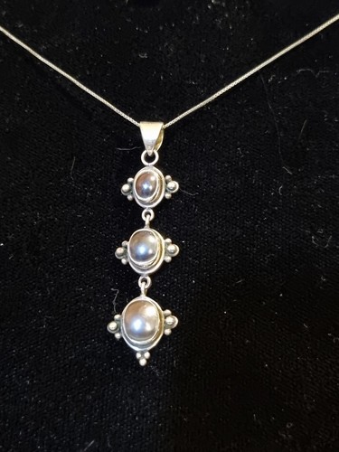 Sterling Silver Black Pearl Necklace