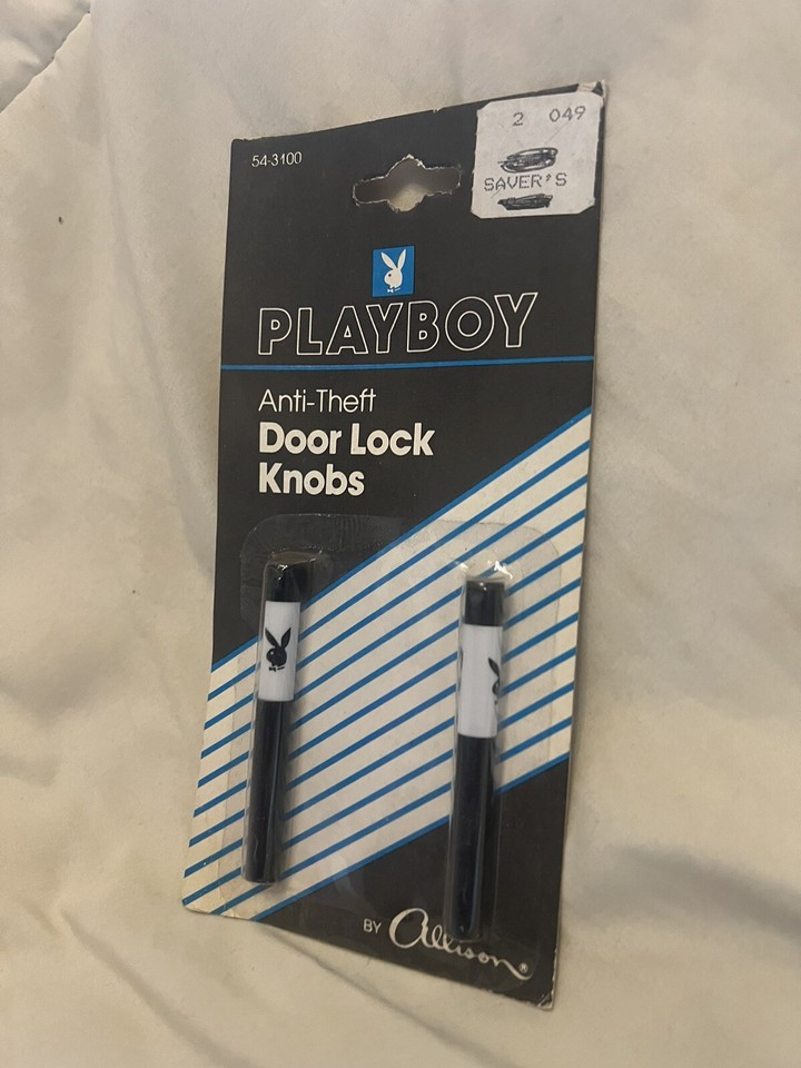 NOS PLAYBOY ANTITHEFT DOOR LOCK KNOBS ALLISON 543100 BLACK/WHITE
