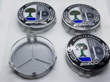 4 x AMG Mercedes Affalterbach Alloy Wheel Centre Hub Caps 75MM With COLOURED
