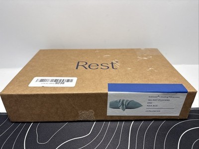 Rest Pillowcases King 20x36 Evercool+ Cooling Set of 2 Aqua Blue Adults -NOB