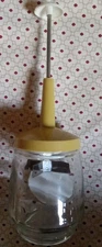 Vintage Federal Housewares Glass Food Nut Chopper Gold/Yellow Plastic Top