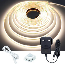 Motion Sensor COB LED Strip 16.4Ft/5M Natural White 4000K CRI 93+