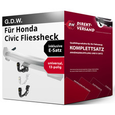 Für Civic Fliessheck IX FK (G.D.W.) Anhängerkupplung abnehmbar + E-Satz 13pol