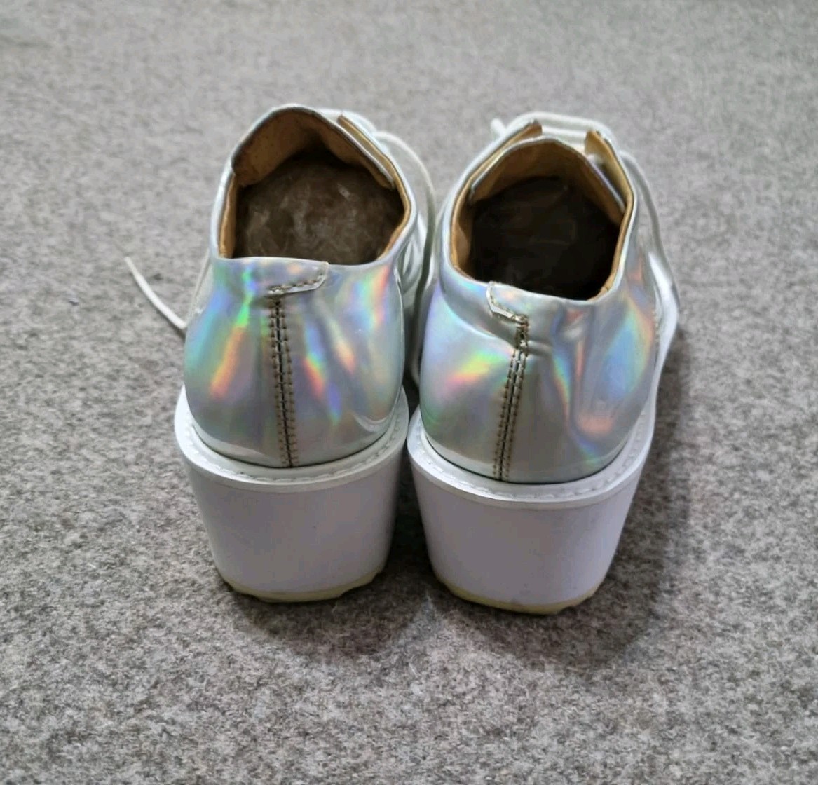 Prada Milano Shoes Women Holographic Oxford Platform Lace Up Iridescent Sz 8 Us thumbnail 12