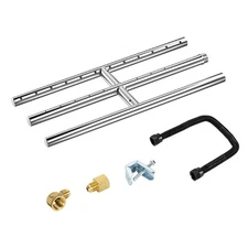 Skyflame 12" x 6" Rectangular Gas Fire Pit and Fireplace H-Burner with 3 Pipe...