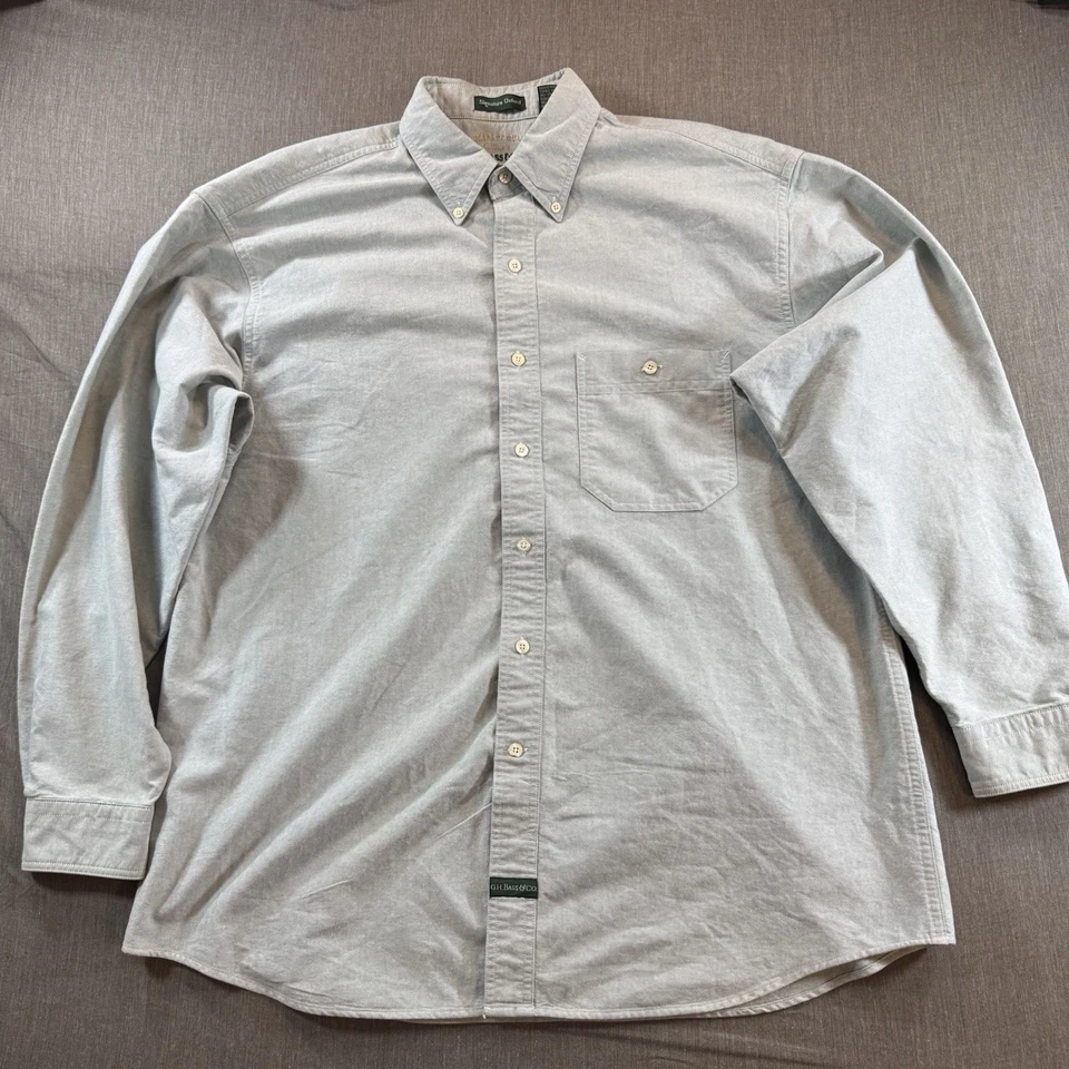 Camisa con botones GH Bass Co. para hombre talla L azul manga larga firma Oxford Foto 3 de 4