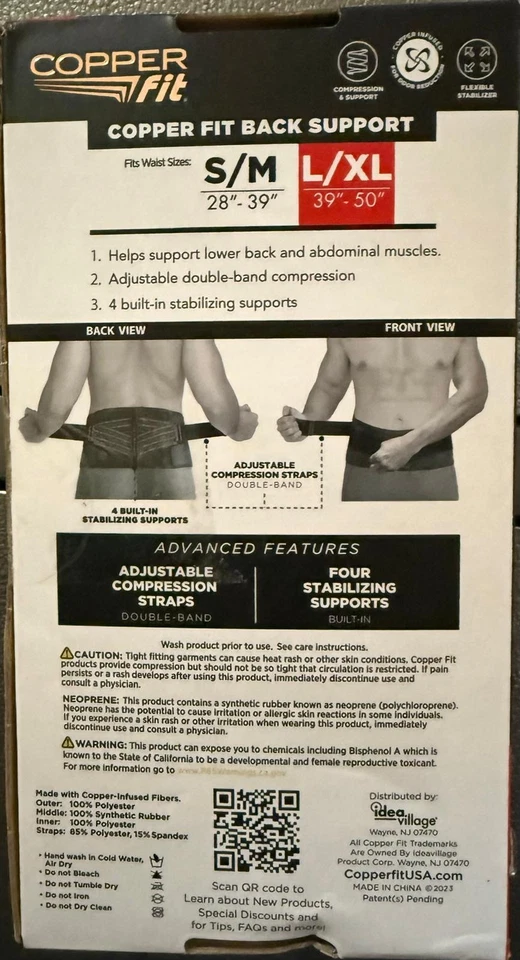 Copper Fit Negro Espalda Pro Compresión y Soporte con Correas Ajustables L/XL Foto 2 de 4