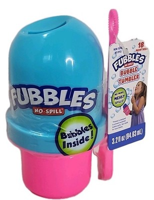 Fubbles No-Spill Tumbler Little Kids Bubble Solution & Wand Pink & Blue (T176)