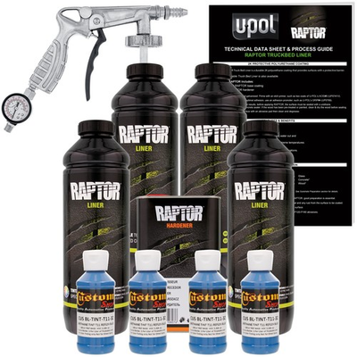 #ad #ad U POL Raptor Tintable Reflex Blue Spray On Truck Bed Liner Spray Gun4 Quarts $246.99
