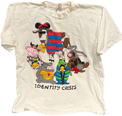 Vintage Marcy N Me Animals Identity Crisis EZL T-Shirt Cow Pig Penguin Cat Dog