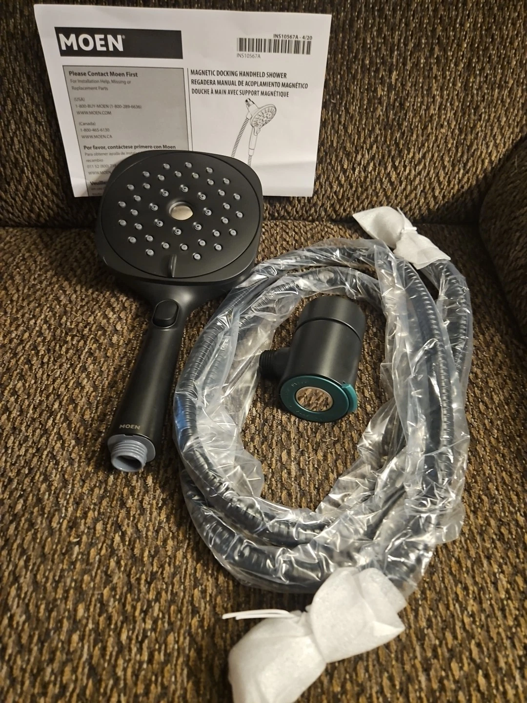 New Moen Verso Square Matte Black Handshower Magnetix 220H5EPBL