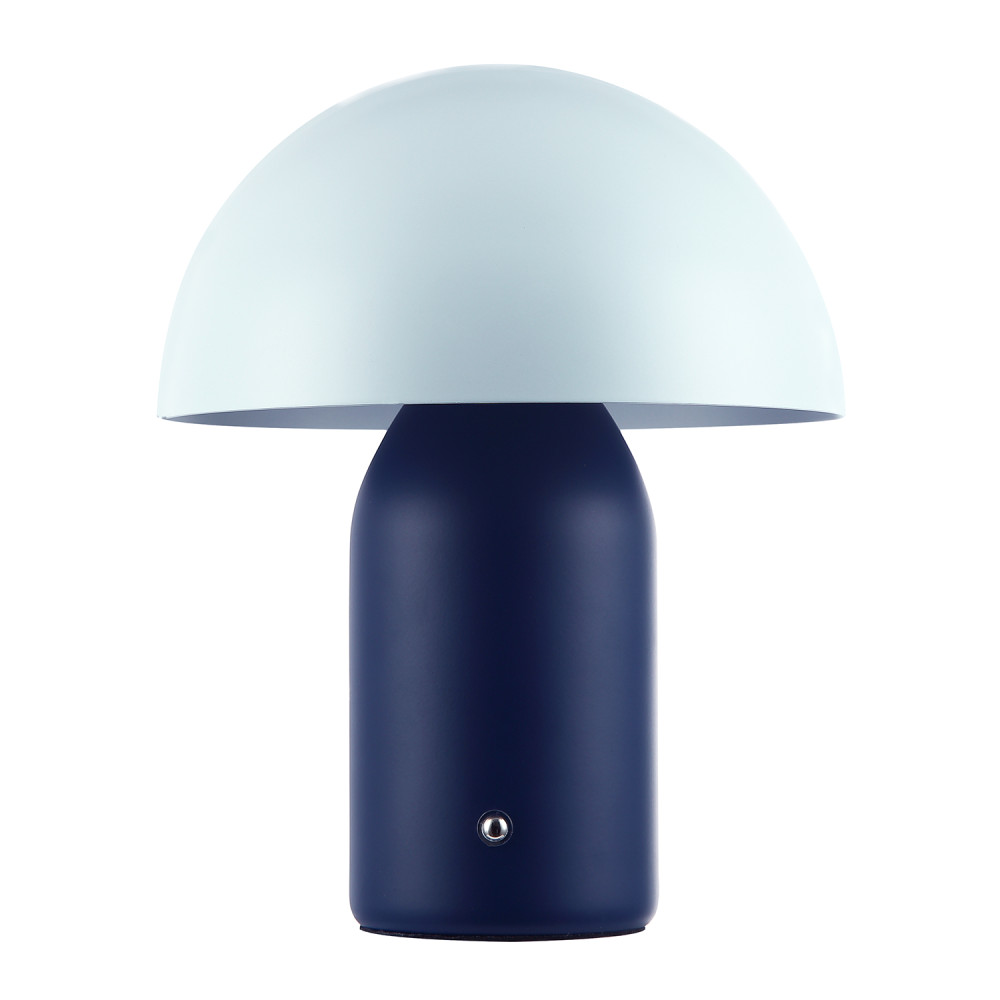 Modern Rechargeable Mushroom Table Lamp in Midnight and Nova Blue - Touch Dim...