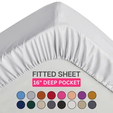 Hotel Quality Fitted Sheet Deep Pocket Breathable Soft Elastic Mattress Sheets