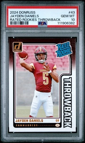 2024 Panini Donruss Rated Rookies Throwback #43 Jayden Daniels PSA 10